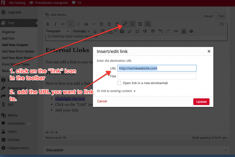 Internal and External Hyperlinks – Pressbooks User Guide