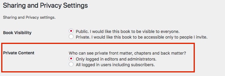 Private Content setting available on the Sharing and Privacy Settings page