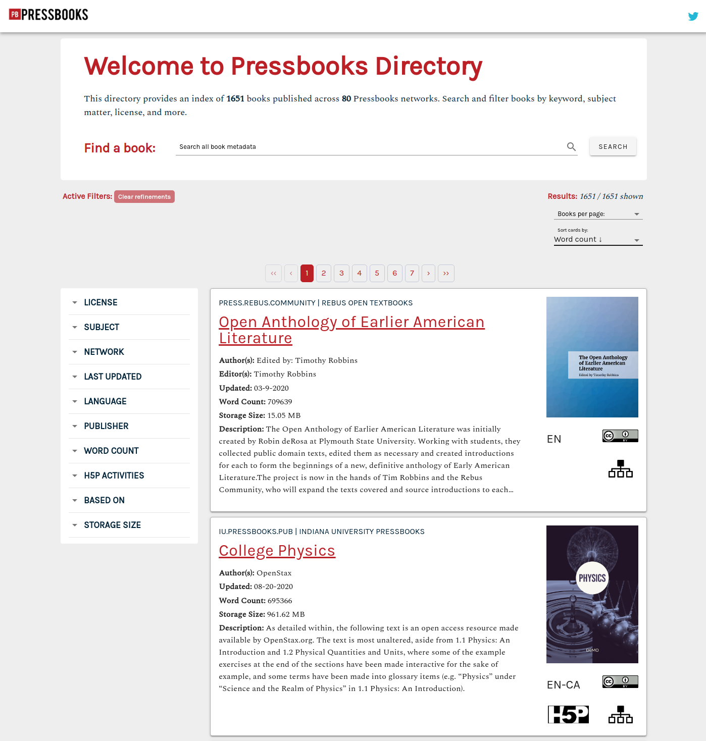 Pressbooks Directory Landing Page